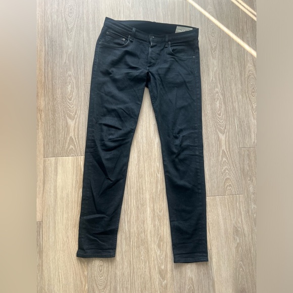 Rag & Bone Jeans Mens 34 Black Denim Button Fly Extra Slim Fit 1 Anthropologie - Picture 1 of 5